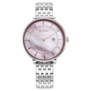 Titan Premium Workwear Mother of pearl Dial Analog with Date Stainless Steel Strap watch for Women-2673SM02