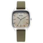 Titan Workwear Quartz Analog White Dial Green Leather Strap Watch For Women-2733SL01