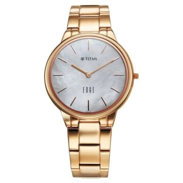 Titan Edge Metal Ladies Allure Quartz Analog Rich Mother Of Pearl Dial Stainless Steel Strap Watch For Women-2734WM01