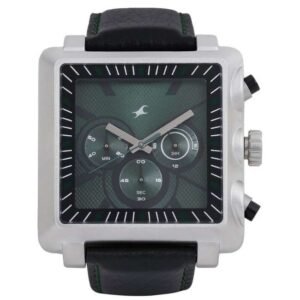 Fastrack Quartz Chronograph Green Dial Leather Strap Watch for Guys-3111SL02