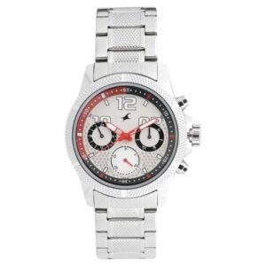 Fastrack Loopholes Quartz Multifunction Silver Dial Stainless Steel Strap Watch for Guys-3169SM01