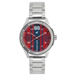 Fastrack Varsity Quartz Analog Red Dial Stainless Steel Strap Watch for Guys-3177SM01