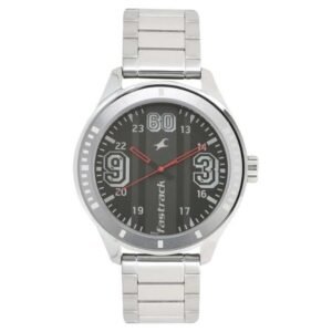 Fastrack Varsity Quartz Analog Black Dial Stainless Steel Strap Watch for Guys-3177SM03