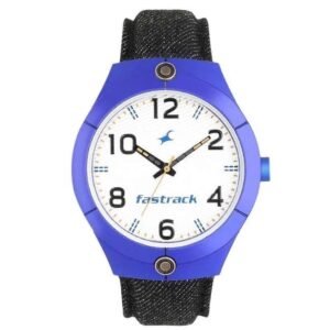 Fastrack Denim Quartz Analog White Dial Denim Strap Watch for Guys-3191AL01