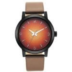 Fastrack Stunners Quartz Analog Orange Dial Leather Strap Watch for Guys-3245NL02