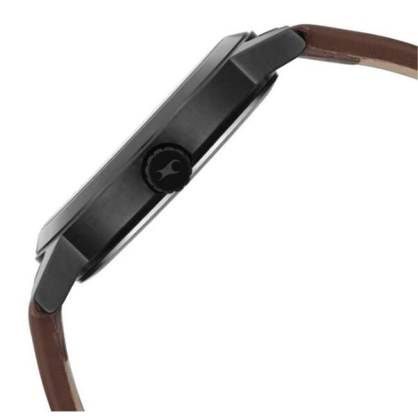 Fastrack Stunners Quartz Analog Orange Dial Leather Strap Watch for Guys-3245NL02