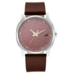 Fastrack Stunners Quartz Analog Red Dial Leather Strap Watch for Guys-3255SL01