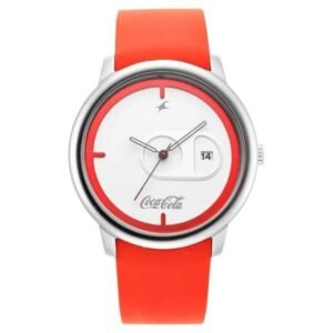 Fastrack Coca Cola Edition By Fastrack Quartz Analog with Date White Dial Plastic Strap Watch for Guys-3263SP01