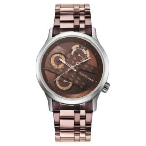 Fastrack Exuberant Quartz Multifunction Brown Dial Metal Strap Watch for Guys-3281KM03