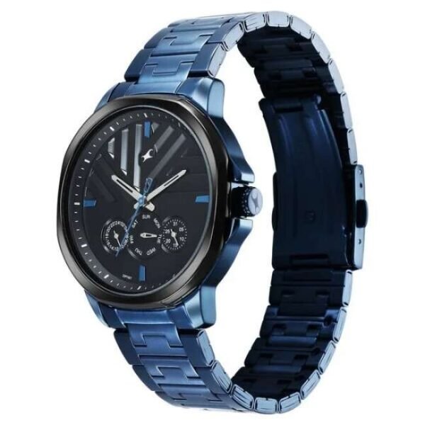 Fastrack Fleek Quartz Multifunction Black Dial Stainless Steel Strap Watch for Guys-3303KM03