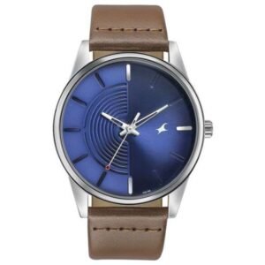Fastrack Stunners Quartz Analog Blue Dial Leather Strap Watch for Guys-3305SL01