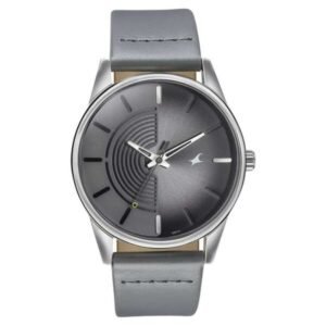 Fastrack Stunners Quartz Analog Grey Dial Leather Strap Watch for Guys-3305SL02