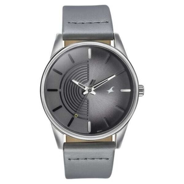Fastrack Stunners Quartz Analog Grey Dial Leather Strap Watch for Guys-3305SL02