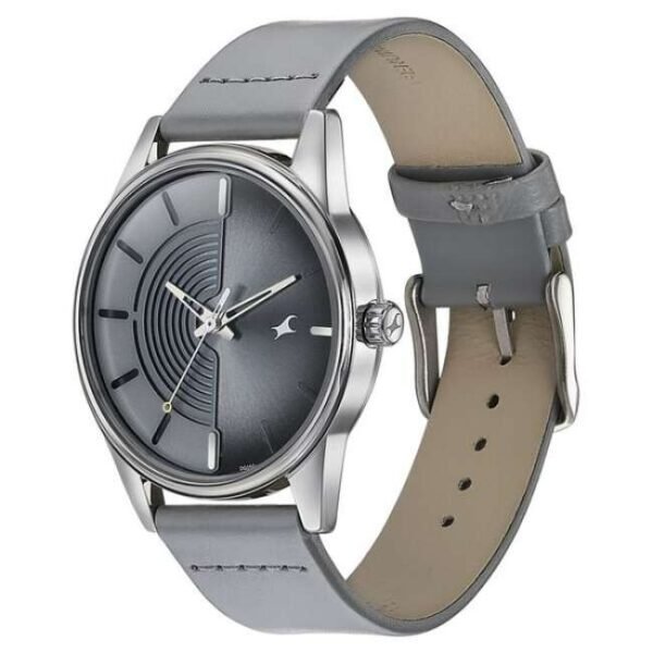 Fastrack Stunners Quartz Analog Grey Dial Leather Strap Watch for Guys-3305SL02
