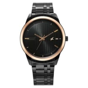Fastrack Stunners Quartz Analog Black Dial Metal Strap Watch for Guys-3308KM01