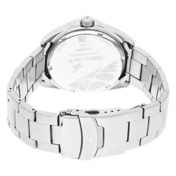 Fastrack Loopholes Quartz Analog with Date White Dial Stainless Steel Strap Watch for Guys-38049SM02