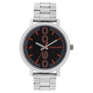 Fastrack Bold Quartz Analog Black Dial Stainless Steel Strap Watch for Guys-38052SM06