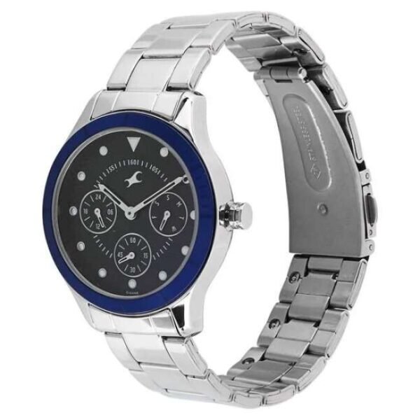 Fastrack All Nighters Quartz Multifunction Blue Dial Metal Strap Watch for Girls-6163KM01