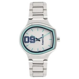 Fastrack Varsity Quartz Analog White Dial Stainless Steel Strap Watch for Girls-6175SM01