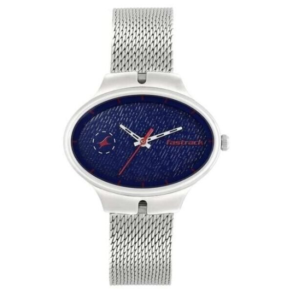 Fastrack Denim Quartz Analog Blue Dial Stainless Steel Strap Watch for Girls-6185SM01