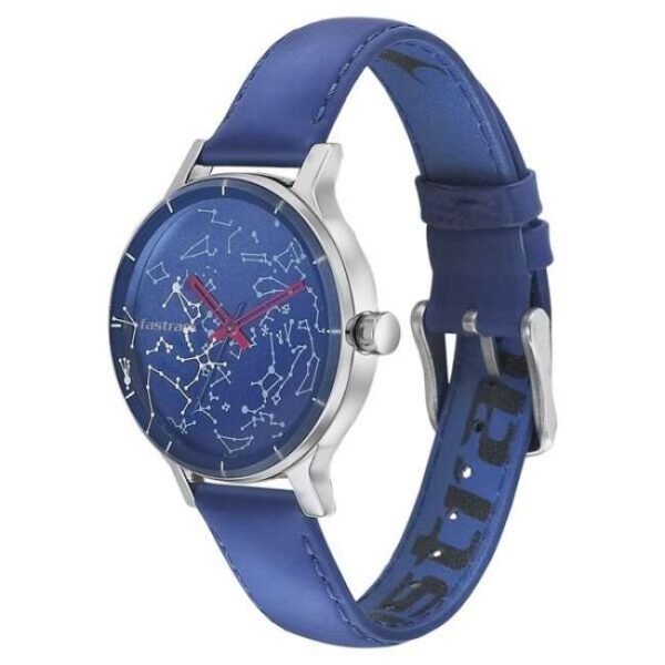 Fastrack Space Rover Quartz Analog Blue Dial Leather Strap Watch for Girls-6192SL02