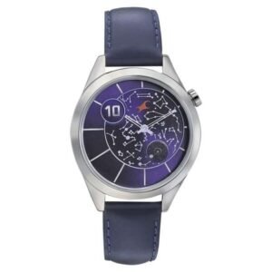 Fastrack Space Rover Quartz Analog Purple Dial Leather Strap Watch for Girls-6193SL01