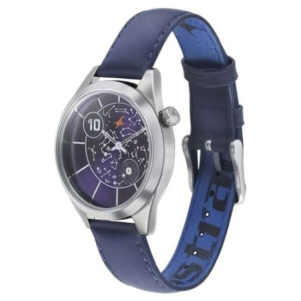 Fastrack Space Rover Quartz Analog Purple Dial Leather Strap Watch for Girls-6193SL01