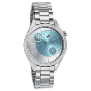Fastrack Space Rover Quartz Analog Blue Dial Stainless Steel Strap Watch for Girls-6193SM02