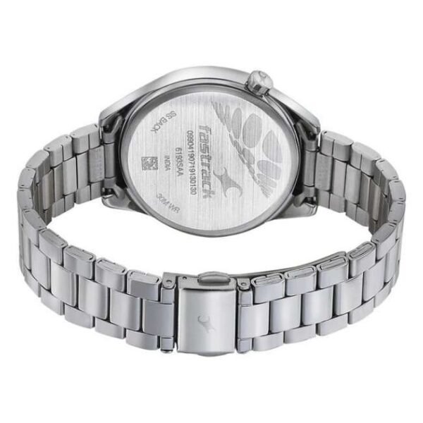 Fastrack Space Rover Quartz Analog Blue Dial Stainless Steel Strap Watch for Girls-6193SM02