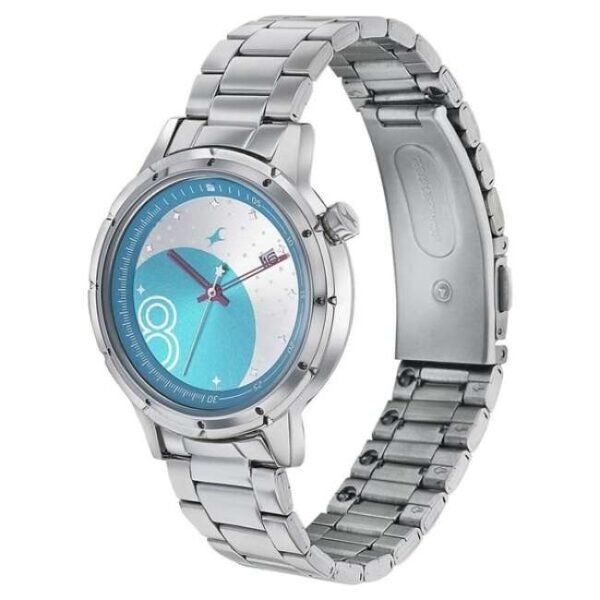 Fastrack Space Rover Quartz Analog with Date Blue Dial Stainless Steel Strap Watch for Girls-6194SM01