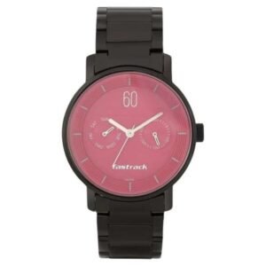 Fastrack Go Skate Quartz Analog with Day and Date Pink Dial Stainless Steel Strap Watch for Girls-6198NM02