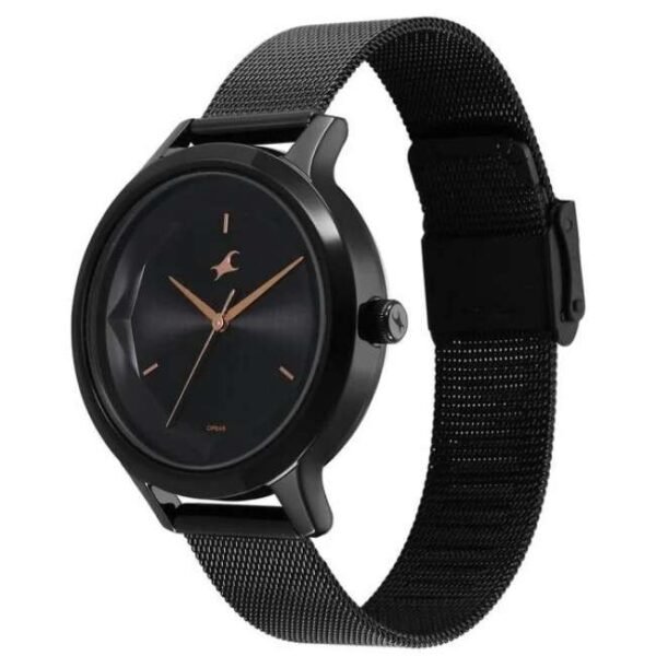 Fastrack Fleek Quartz Analog Black Dial Stainless Steel Strap Watch For Girls-6210NM04