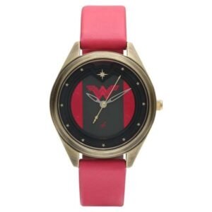 Fastrack Wonder Woman Quartz Analog Red Dial Leather Strap Watch for Girls-6215QL01