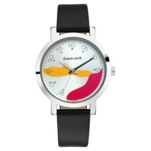 Fastrack Bare Basics Quartz Analog Silver Dial Leather Strap Watch for Girls-6222SL01