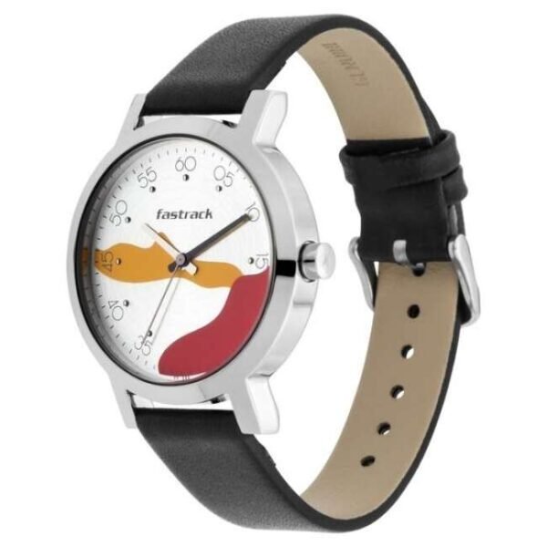 Fastrack Bare Basics Quartz Analog Silver Dial Leather Strap Watch for Girls-6222SL01