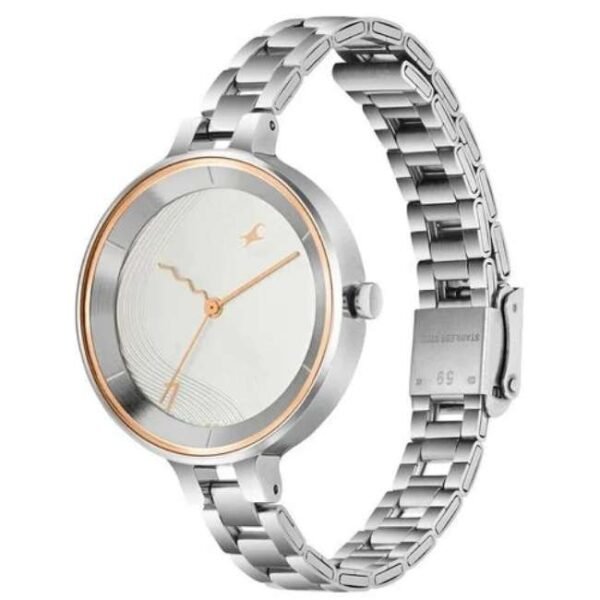 Fastrack Stunners Quartz Analog Silver dial Stainless Steel Strap Watch for Girls-6265SM02