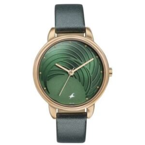 Fastrack Stunners Quartz Multifunction Green Dial Leather Strap Watch for Girls-6282WL01