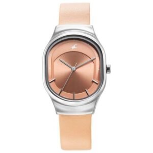 Fastrack Snob X Pink Dial Leather Strap Watch for Girls-6283SL02