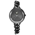 Fastrack Glitch Quartz Analog Black Dial Metal Strap Watch for Girls-68026NM01