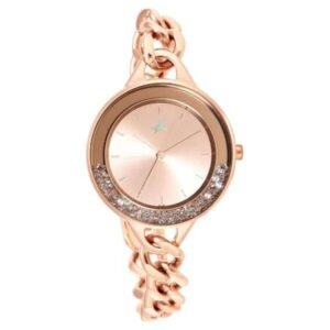 Fastrack Glitch Quartz Analog Rose Gold Dial Metal Strap Watch for Girls-68026WM01