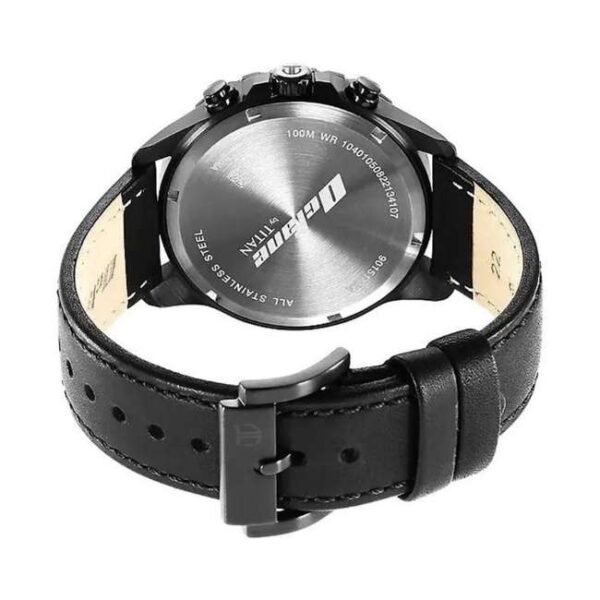 Titan Octane Classic Sporty Black Dial Chronograph Leather Strap watch for Men-90151NL01