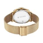 Titan Classique Suave Quartz Yellow Dial Golden Stainless Steel Mesh Strap Watch for Men-90189YM02