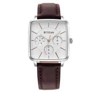 Titan Avant Garde Silver Dial Quartz Multifunction Leather Strap Watch for Women-95176SL01