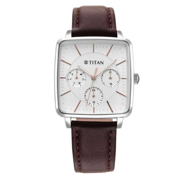 Titan Avant Garde Silver Dial Quartz Multifunction Leather Strap Watch for Women-95176SL01