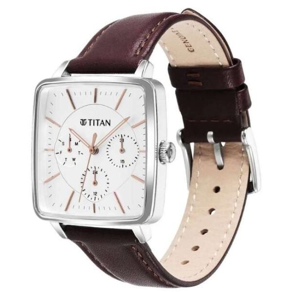 Titan Avant Garde Silver Dial Quartz Multifunction Leather Strap Watch for Women-95176SL01