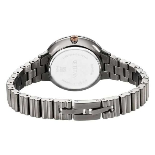 Titan Aura Quartz Analog Grey Dial Stainless Steel Strap Watch for Women-95245KM02