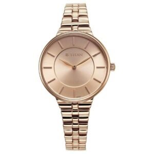 Titan Aura Quartz Analog Rose Gold Dial Stainless Steel Strap Watch for Women-95245WM01