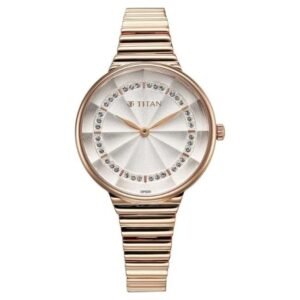 Titan Aura Quartz Analog Silver Dial Stainless Steel Strap Watch for Women-95245WM02