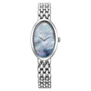 Titan Aura Quartz Analog Mother Of Pearl Dial Stainless Steel Strap Watch for Women-95246SM01