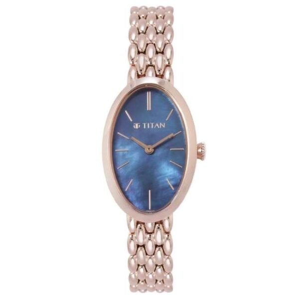 Titan Aura Quartz Analog Mother Of Pearl Dial Stainless Steel Strap Watch for Women-95246WM01